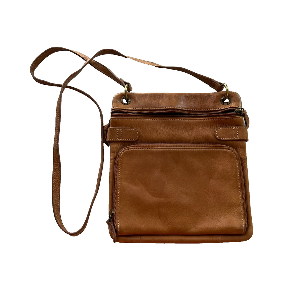 Vintage Fossil Bag Women's Tan Genuine Leather Crossbody Satchel